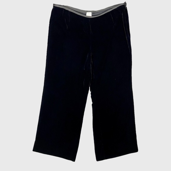 Armani Collezioni Womens Black Velvet Wide Leg Cropped Pants High Waist size 16 - Picture 1 of 8